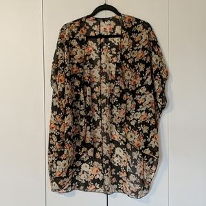 Sheer floral cardigan